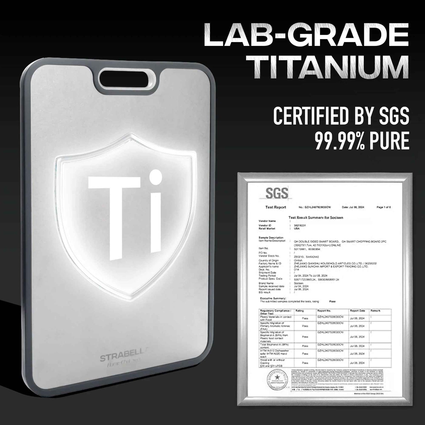 Strabella Titanium Cutting Board - Antibacterial and Scratch Resistant Mother's Day Gift Set
