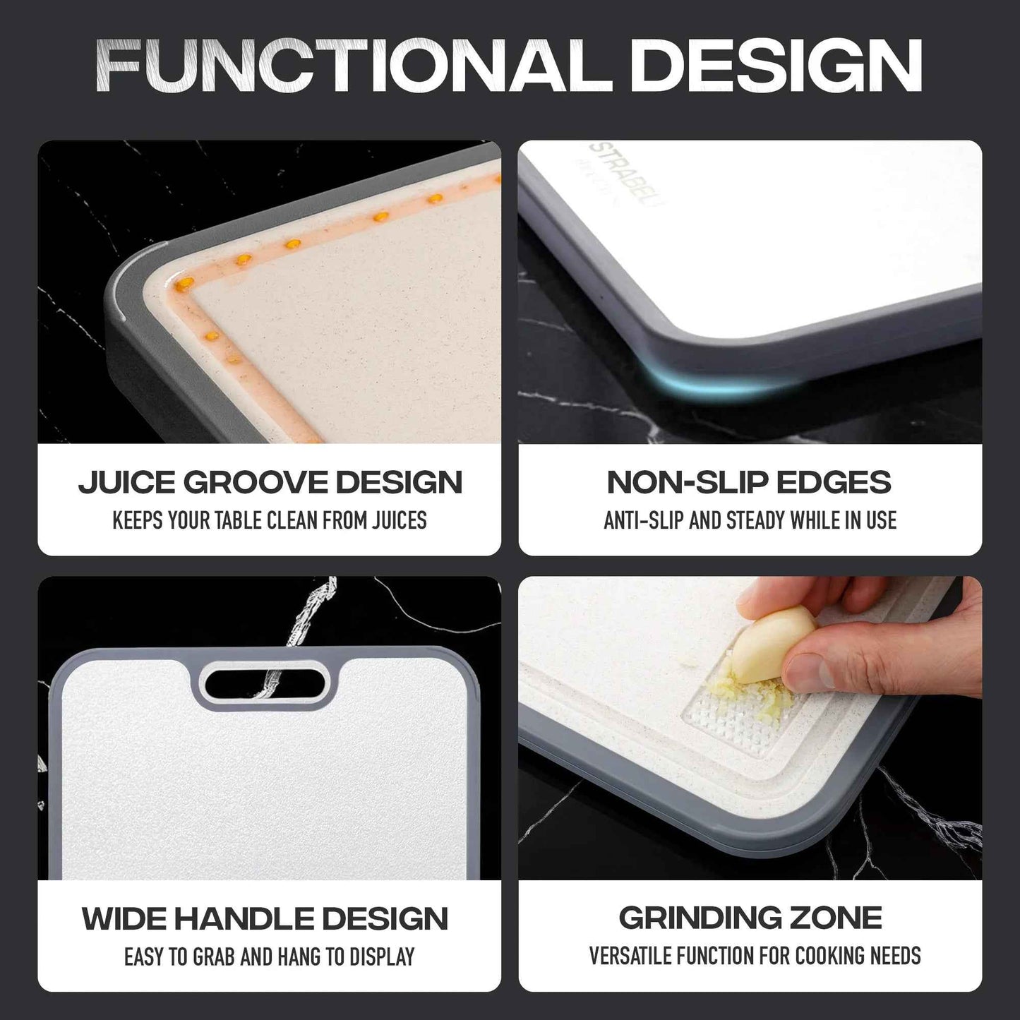Strabella Titanium Cutting Board - Antibacterial and Scratch Resistant Mother's Day Gift Set