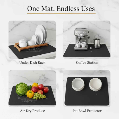 Strabella Dish Drying Mat - Super Absorbent, Quick Dry, Non-Slip in Black | Mother's Day Gift